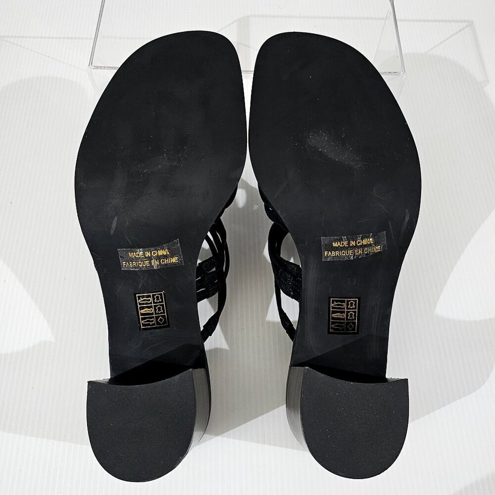 Jeffrey Campbell Intertwine Slide Sandal Womens 11 Black Suede Block Heel - Picture 10 of 12